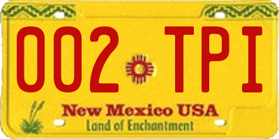 NM license plate 002TPI