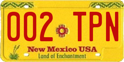 NM license plate 002TPN