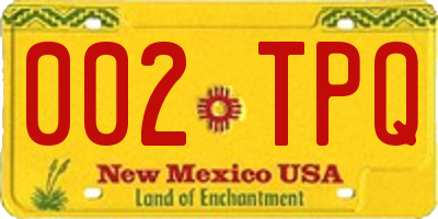 NM license plate 002TPQ