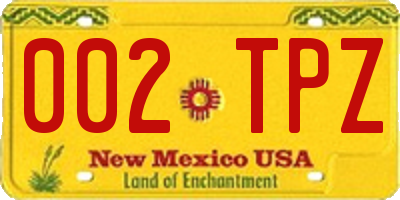 NM license plate 002TPZ