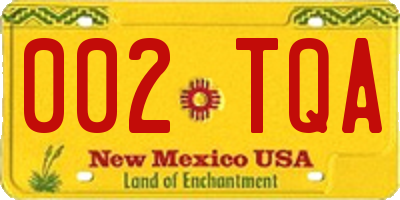 NM license plate 002TQA