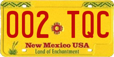 NM license plate 002TQC