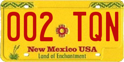 NM license plate 002TQN