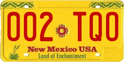 NM license plate 002TQO