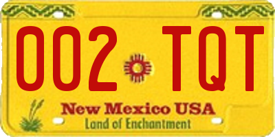 NM license plate 002TQT
