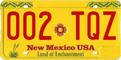 NM license plate 002TQZ