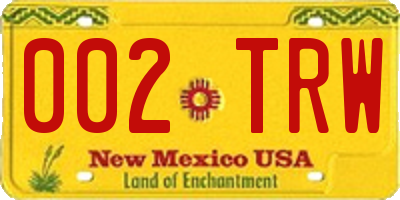 NM license plate 002TRW