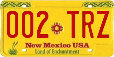 NM license plate 002TRZ