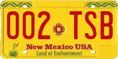 NM license plate 002TSB