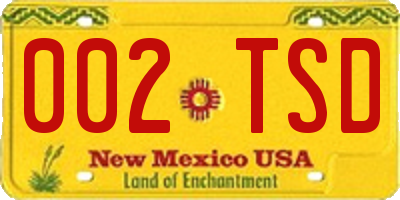NM license plate 002TSD