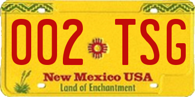 NM license plate 002TSG