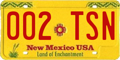 NM license plate 002TSN