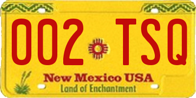 NM license plate 002TSQ