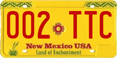 NM license plate 002TTC