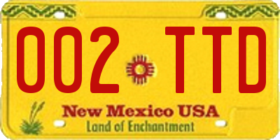 NM license plate 002TTD