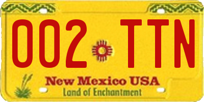 NM license plate 002TTN