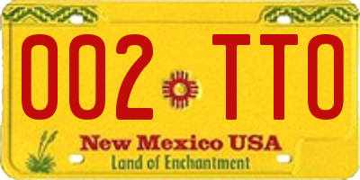 NM license plate 002TTO