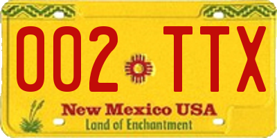 NM license plate 002TTX