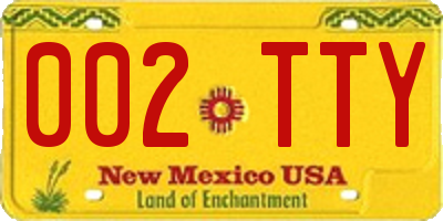 NM license plate 002TTY