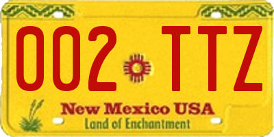 NM license plate 002TTZ