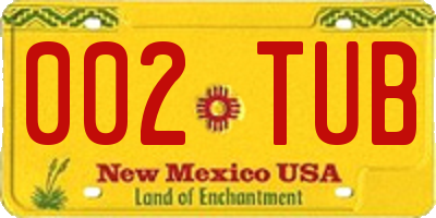 NM license plate 002TUB