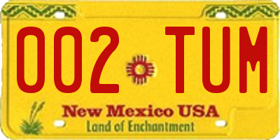 NM license plate 002TUM