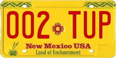 NM license plate 002TUP