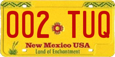NM license plate 002TUQ