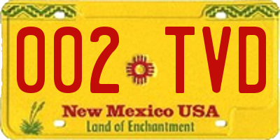 NM license plate 002TVD