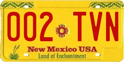 NM license plate 002TVN