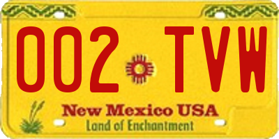 NM license plate 002TVW