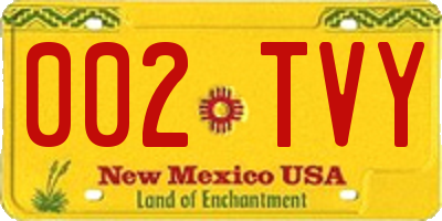NM license plate 002TVY