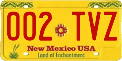 NM license plate 002TVZ
