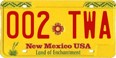 NM license plate 002TWA