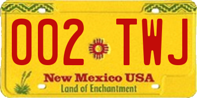 NM license plate 002TWJ