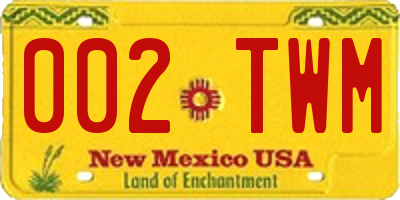 NM license plate 002TWM