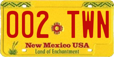 NM license plate 002TWN