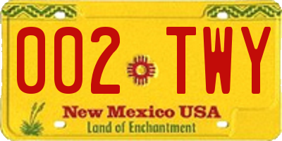 NM license plate 002TWY