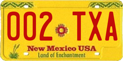 NM license plate 002TXA