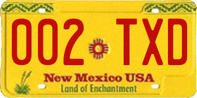 NM license plate 002TXD
