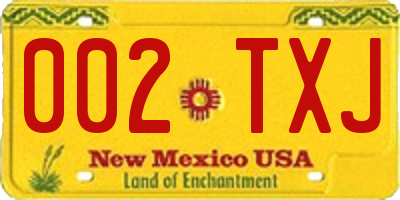 NM license plate 002TXJ