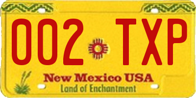 NM license plate 002TXP
