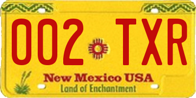 NM license plate 002TXR