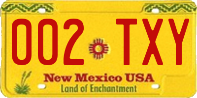NM license plate 002TXY
