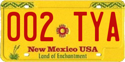 NM license plate 002TYA