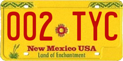 NM license plate 002TYC