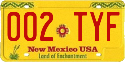 NM license plate 002TYF