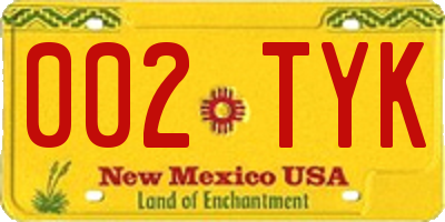 NM license plate 002TYK
