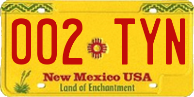 NM license plate 002TYN