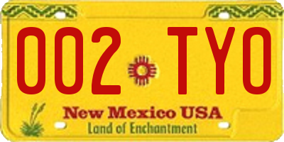 NM license plate 002TYO